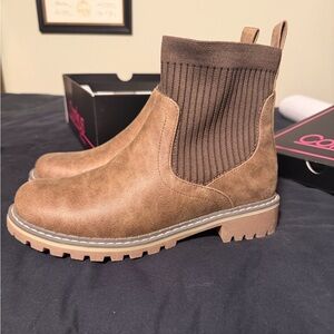 Corkys Brown Tan Chelsea-Style Ankle Booties